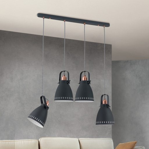 THEKE modern függőlámpa 4xE27, fekete/ vörösréz