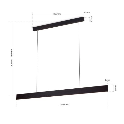 GIDEON modern LED függőlámpa , fekete, 2300lm