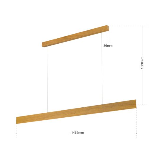 GIDEON modern LED függőlámpa , natúr fa, 2700lm