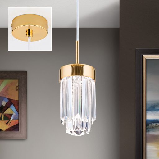 PRISM modern kristály LED függőlámpa , arany, 600lm