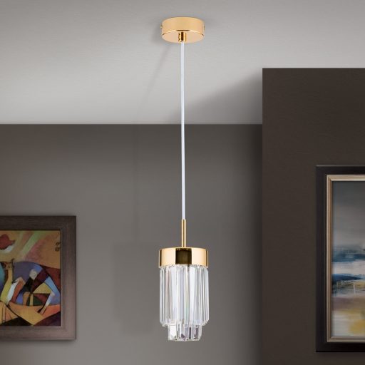 PRISM modern kristály LED függőlámpa , arany, 600lm