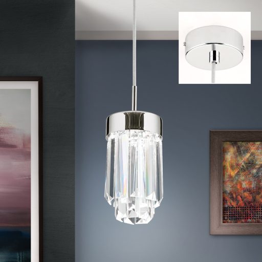 PRISM modern kristály LED függőlámpa , króm, 600lm