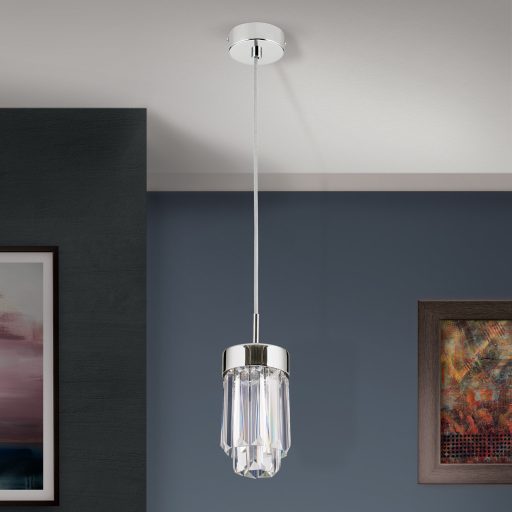 PRISM modern kristály LED függőlámpa , króm, 600lm