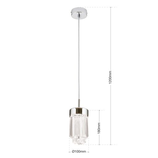 PRISM modern kristály LED függőlámpa , króm, 600lm