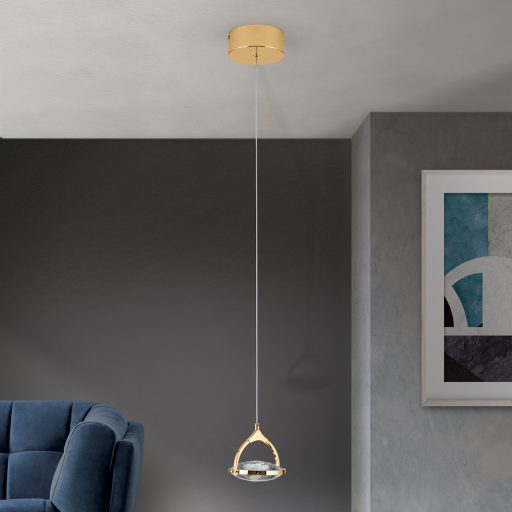 MOON modern kristály LED függőlámpa , arany, 300lm