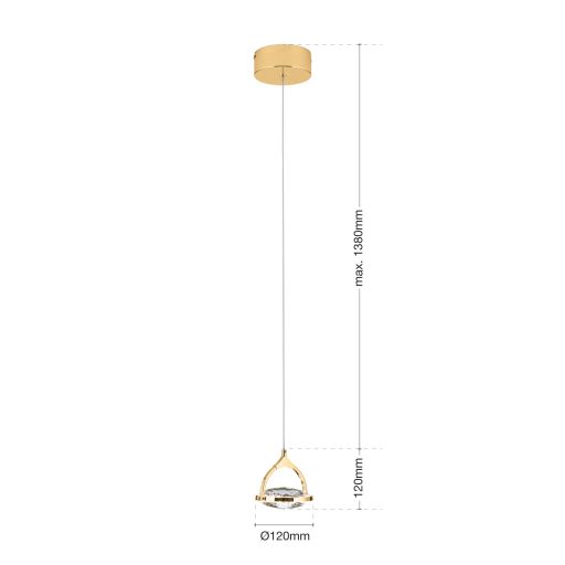 MOON modern kristály LED függőlámpa , arany, 300lm