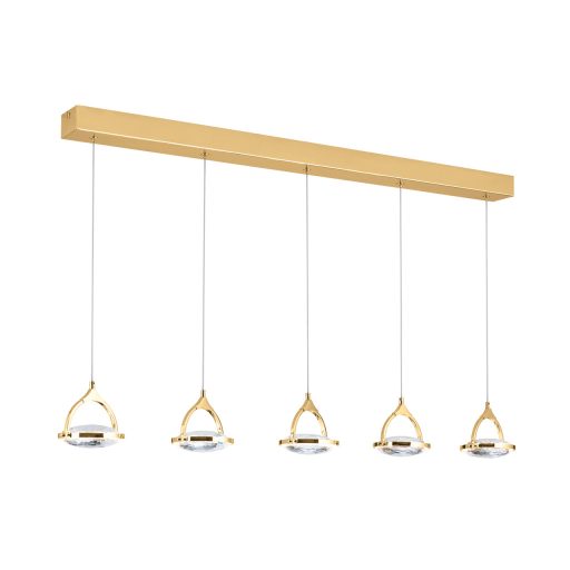 MOON modern kristály LED függőlámpa , arany, 1500lm