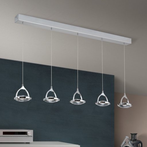 MOON modern kristály LED függőlámpa , króm, 1500lm