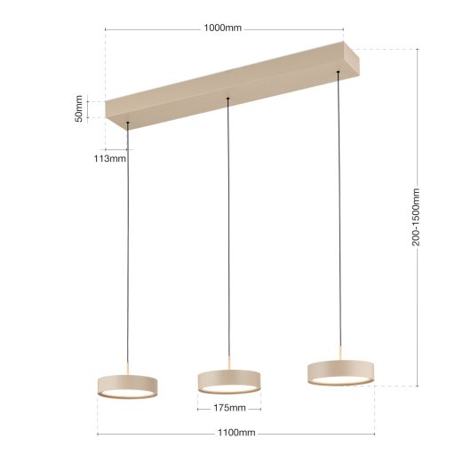 TEIDE modern LED függőlámpa , barna, 6000lm