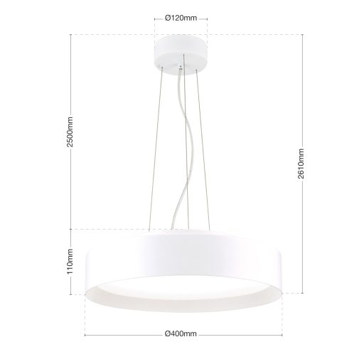 VARIO modern CCT LED függőlámpa , fehér, 2500lm