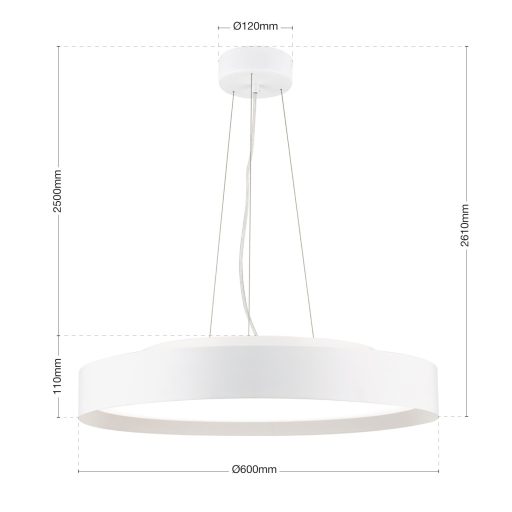 VARIO modern CCT LED függőlámpa , fehér, 3300lm