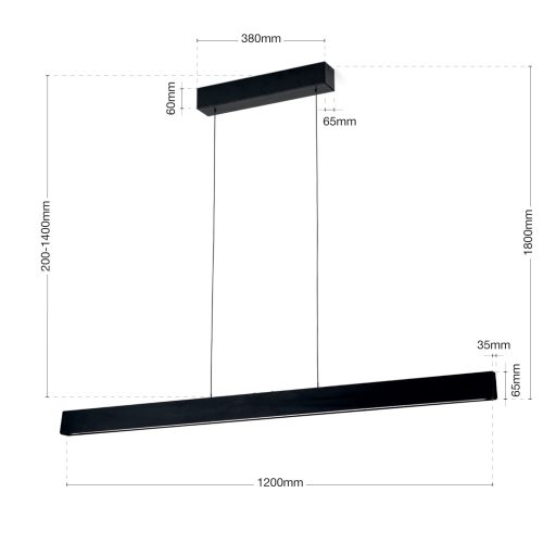 TARA modern CCT LED függőlámpa , fekete, 1200lm
