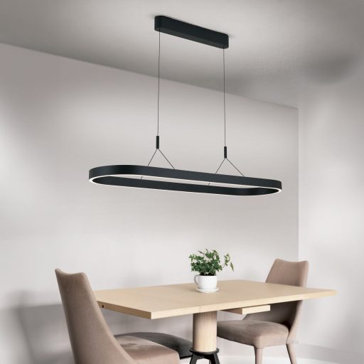 CARRARA modern LED függőlámpa, fekete, 120 cm, 2700–4000 K