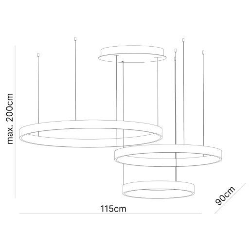 KOLK modern LED függőlámpa, fehér, 115 cm, 2700–4000 K, 180 W
