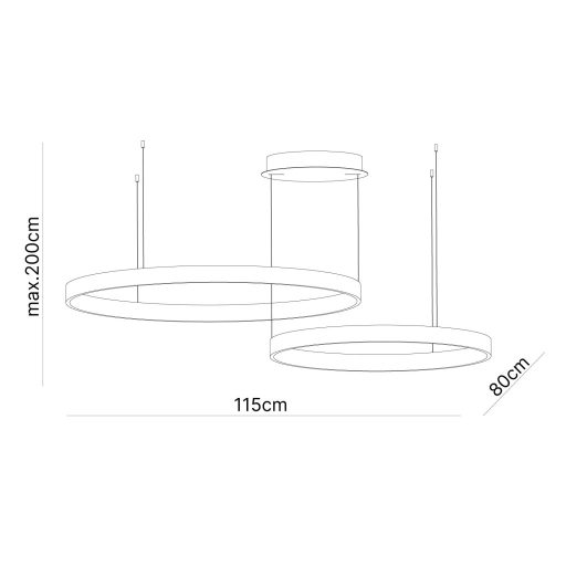 KOLK modern LED függőlámpa, fehér, 115 cm, 2700–4000 K, 140 W
