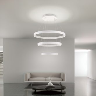   KOLK modern LED függőlámpa, fehér, Ø80 cm, 2700–4000 K, 180 W