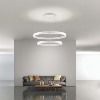   KOLK modern LED függőlámpa, fehér, Ø80 cm, 2700–4000 K, 140 W
