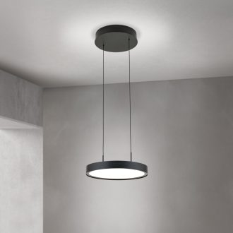   TEIDE modern LED függőlámpa, matt fekete, Ø33,5 cm, 2700 K