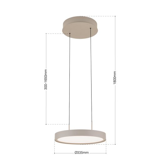 TEIDE modern LED függőlámpa, khaki, Ø33,5 cm, 2700 K