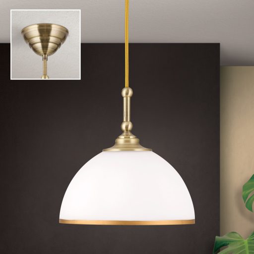OLD LAMP klasszikus függőlámpa 1xE27, patina 22 cm matt opál