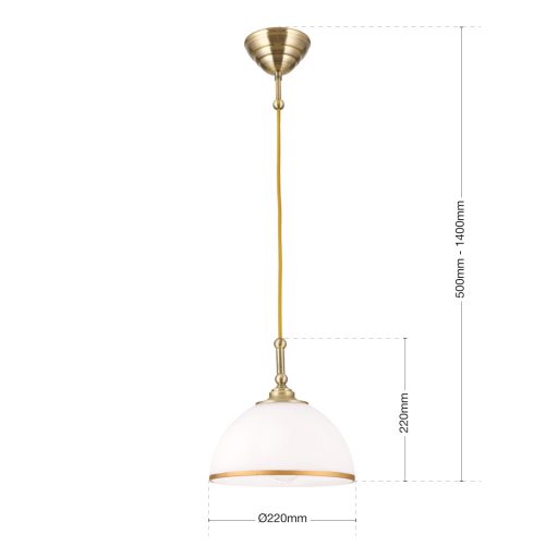 OLD LAMP klasszikus függőlámpa 1xE27, patina 22 cm matt opál