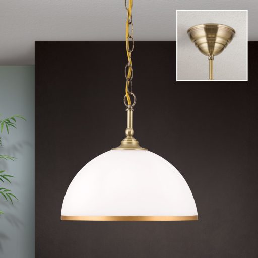 OLD LAMP klasszikus függőlámpa 1xE27, patina 30 cm matt opál