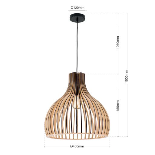 ERIK modern függőlámpa 1xE27, barna 45 cm 
