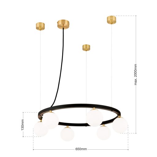 TUMBLER modern függőlámpa, fekete, lefelé világító, Ø65 cm