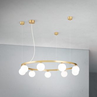   TUMBLER modern függőlámpa, matt sárgaréz, lefelé világító, Ø90 cm