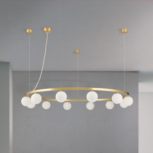 TUMBLER modern függőlámpa, matt sárgaréz, lefelé világító, Ø120 cm
