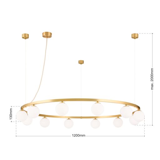 TUMBLER modern függőlámpa, matt sárgaréz, lefelé világító, Ø120 cm