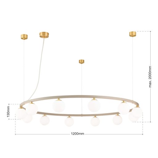 TUMBLER modern függőlámpa, khaki, lefelé világító, Ø120 cm