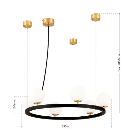 TUMBLER modern függőlámpa, fekete, felfelé világító, Ø65 cm