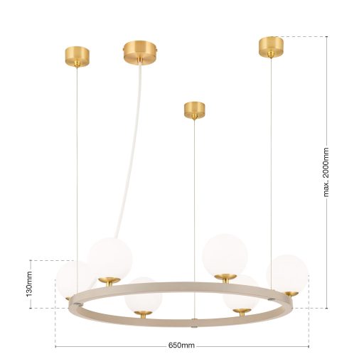 TUMBLER modern függőlámpa, khaki, felfelé világító, Ø65 cm
