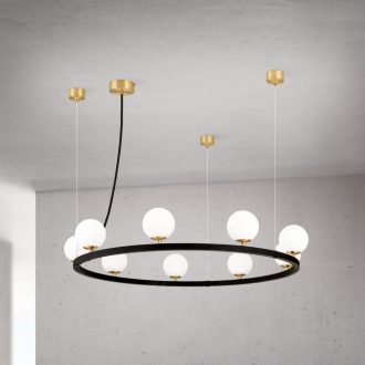   TUMBLER modern függőlámpa, fekete, felfelé világító, Ø90 cm
