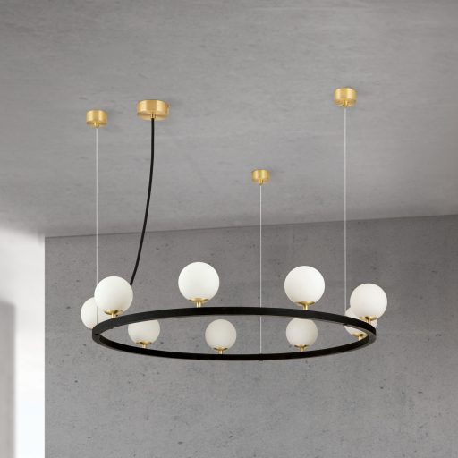 TUMBLER modern függőlámpa, fekete, felfelé világító, Ø90 cm