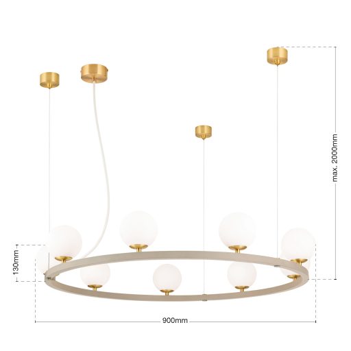 TUMBLER modern függőlámpa, khaki, felfelé világító, Ø90 cm