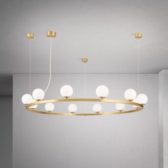   TUMBLER modern függőlámpa, matt sárgaréz, felfelé világító, Ø120 cm