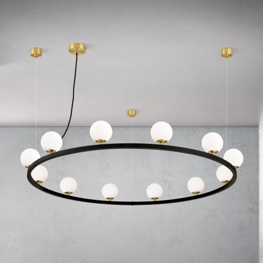 TUMBLER modern függőlámpa, fekete, felfelé világító, Ø120 cm