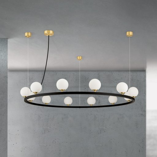 TUMBLER modern függőlámpa, fekete, felfelé világító, Ø120 cm