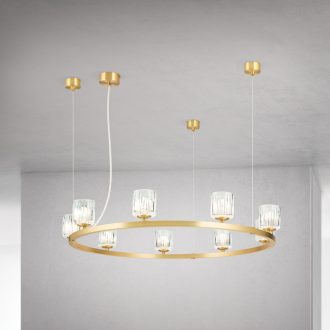 TUMBLER modern függőlámpa, matt sárgaréz, Ø85 cm