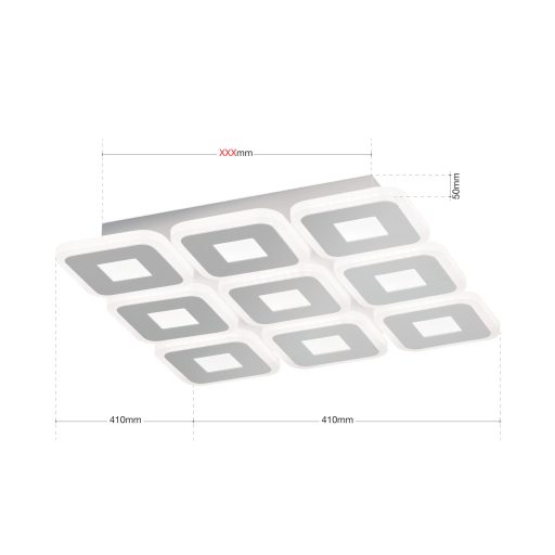 DOMINO modern LED mennyezeti lámpa , fehér, 2750lm
