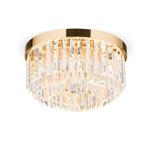 PRISM LED kristály mennyezeti lámpa, d:35 cm, 24 karátos arany