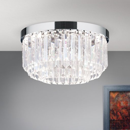 PRISM LED kristály mennyezeti lámpa, d:35 cm, króm