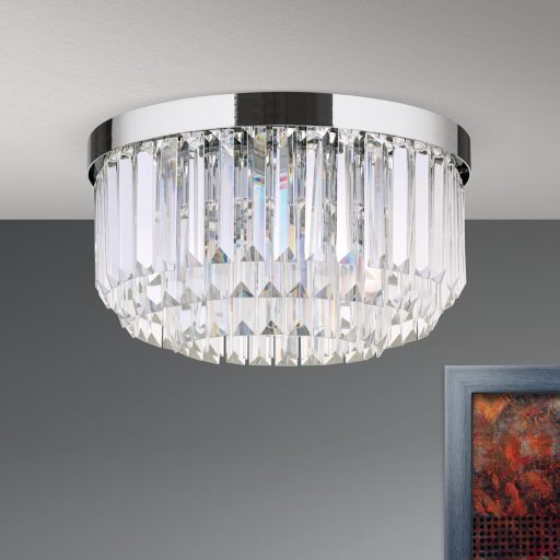 PRISM LED kristály mennyezeti lámpa, d:35 cm, króm