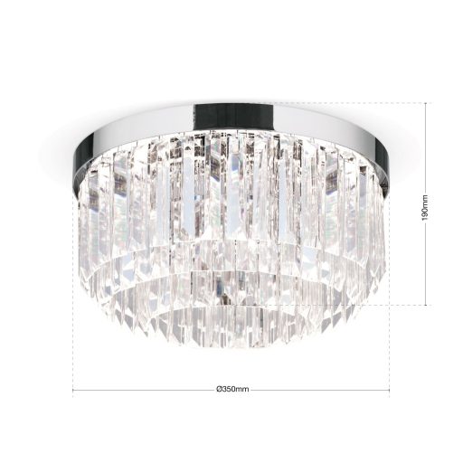 PRISM LED kristály mennyezeti lámpa, d:35 cm, króm