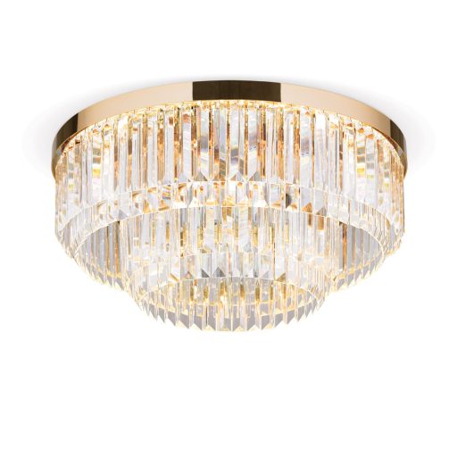 PRISM LED kristály mennyezeti lámpa, arany, d:55 cm