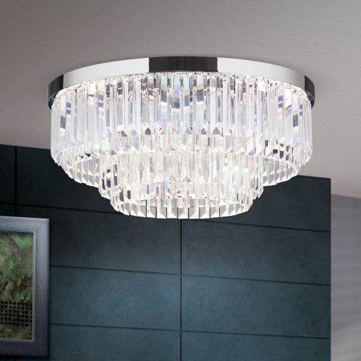 PRISM LED kristály mennyezeti lámpa, króm, d:55 cm