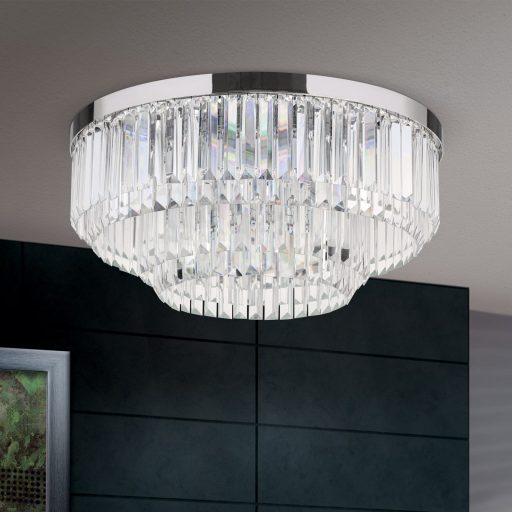PRISM LED kristály mennyezeti lámpa, króm, d:55 cm