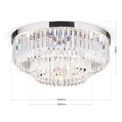 PRISM LED kristály mennyezeti lámpa, króm, d:55 cm